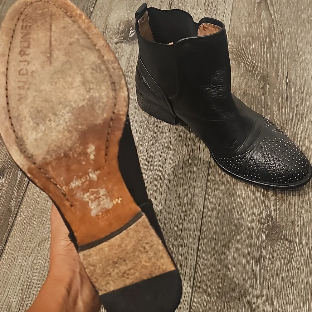 Donald J. Pliner Black Studded Leather Boots Union Jack Pronto Vibes